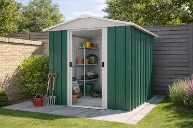 Image of 6'8 x 7'2 Yardmaster Green Metal Shed (2.02m x 2.17m)