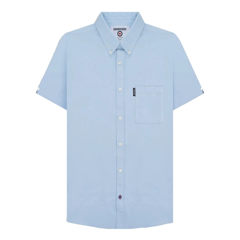 Image of Lambretta Lambretta Men SS25 Oxford Shirt in Blue Size: Medium Blue M Male 5063703802079