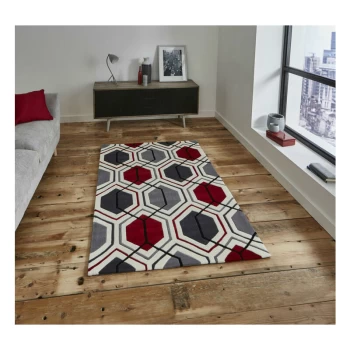 Image of HK 7526 Cream Red 120cm x 170cm Rectangle - Ivory and Red