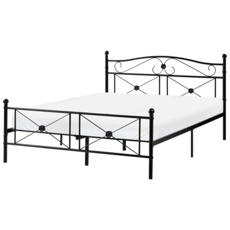 Image of Beliani Bed Metal Rodez 140 X 200 Cm (Eu Double) Black