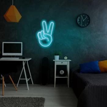 Image of Victory Sign - Blue Blue Wall Lamp