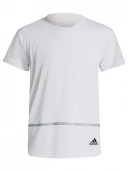 Image of adidas Junior Girls Heat Ready T-Shirt - White/Black, Size 7-8 Years, Women