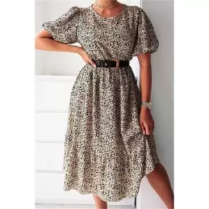 Image of I Saw It First Yellow Ditsy Floral Puff Ball Sleeve Frill Hem Smock Midi Dress - Yellow