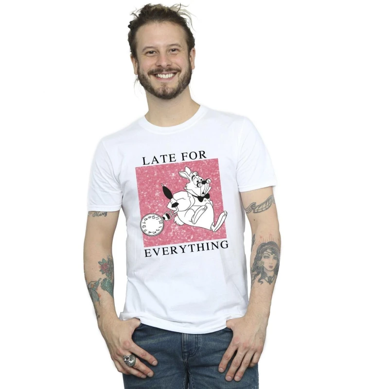 Image of Disney Men Alice In Wonderland White Rabbit T-Shirt Size: Small White S Male 5063283640290