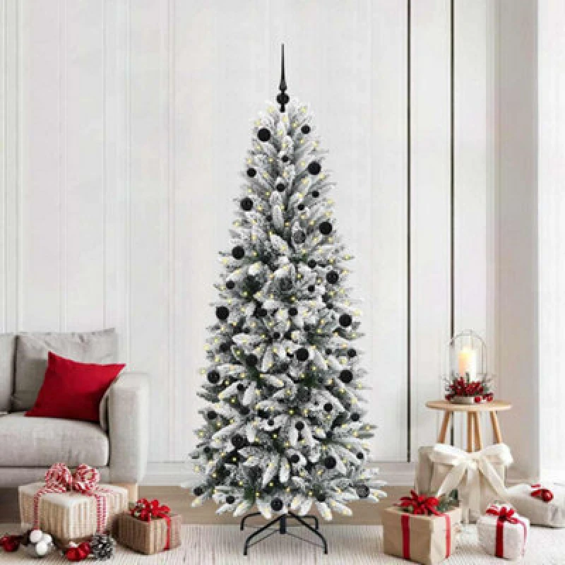 Image of Vidaxl Artificial Christmas Tree With 300 Leds With Stand White 210 Cm