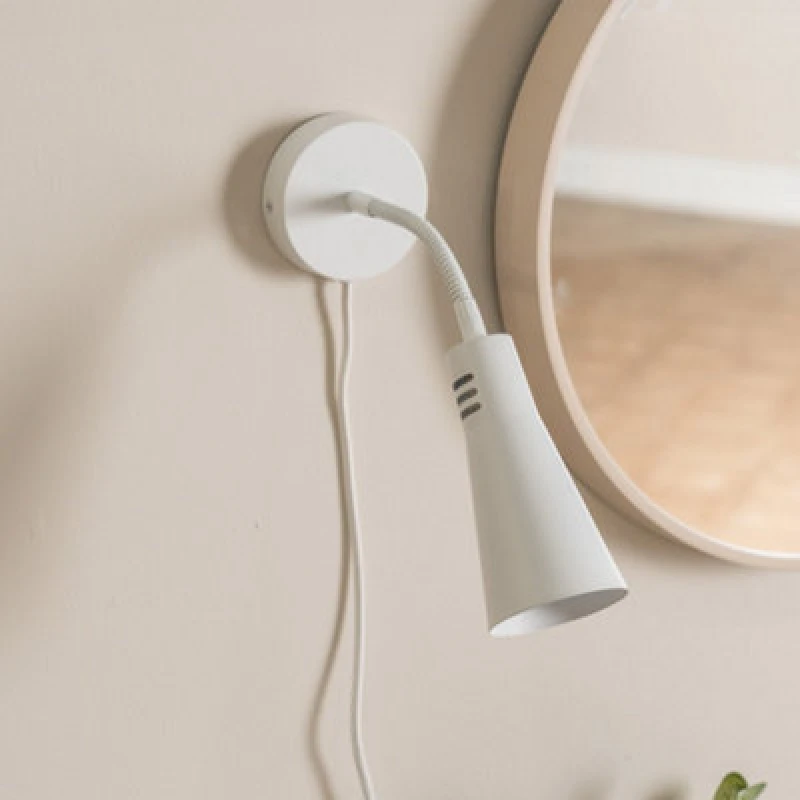 Image of ValueLights Plug In White Flexible Gooseneck Wall Light White