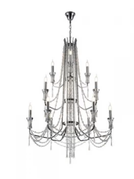 Image of 3 Tier Ceiling Chandelier Pendant E14 Polished Chrome, Crystal