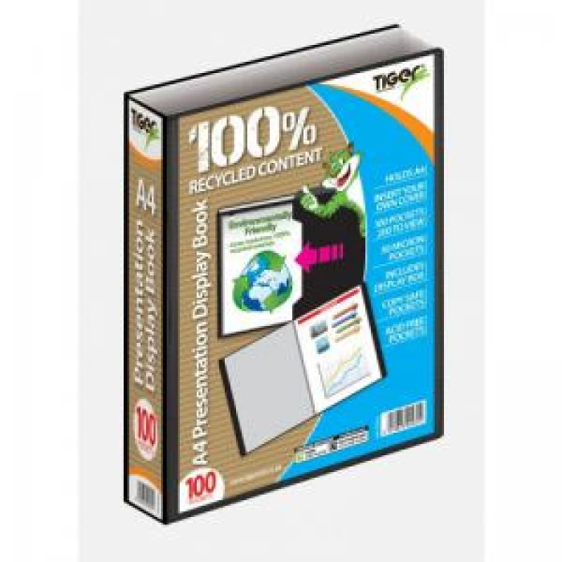 Image of Tiger Tiger A4 Presentation Display Book 100 Pocket Black - 302431 302431