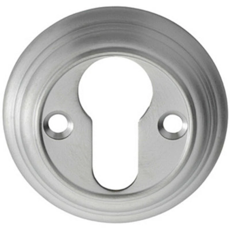 Image of Loops 55mm Euro Profile Round Escutcheon Reeded Design Satin Chrome Keyhole Cover Multi unisex