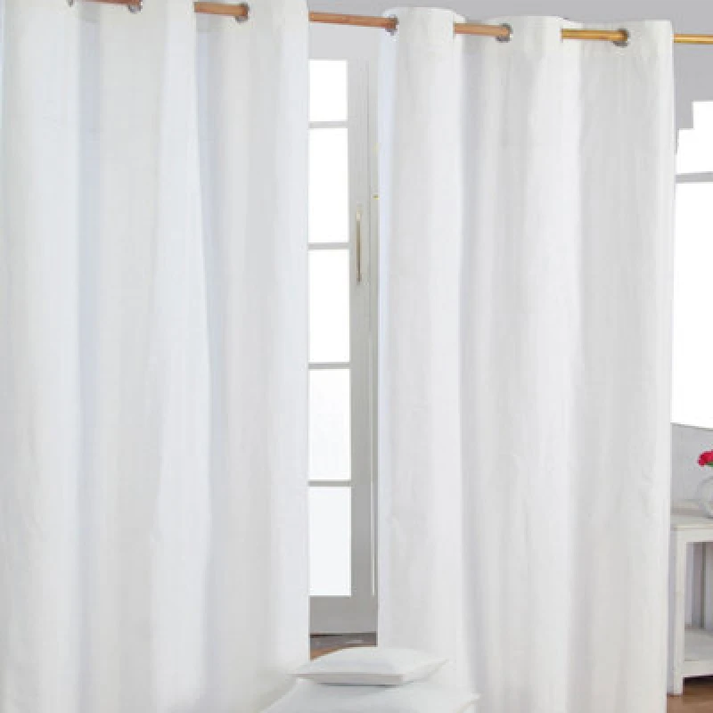 Image of Homescapes Plain Off White Cotton Eyelet Curtains 117 X 137 Cm