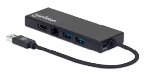 Image of Manhattan USB-A Dock/Hub, Ports (x5): Ethernet, HDMI, USB-A (x2)...