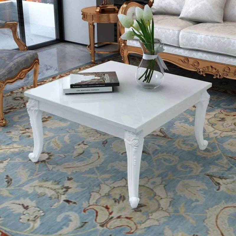Image of vidaXL Coffee Table 80x80x42cm High Gloss White