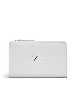 Image of Radley Heritage Dog Outline Leather Medium Bifold Purse - Goose Grey