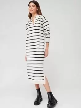 Image of Tommy Hilfiger Polo Sweater Long Sleeve Midi Dress - Beige, Beige Size M Women