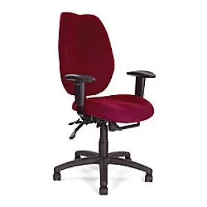 Image of Nautilus Designs Ltd. Ergonomic High Back 24 Hour Multi-Functional Synchronous Operator Chair with Multi-Adjustable Arms Wine