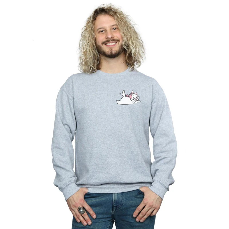 Image of Disney Men Aristocats Marie Sweet Backside Breast Print Sweatshirt in Grey Size: Small Grey S Male 5059114674763