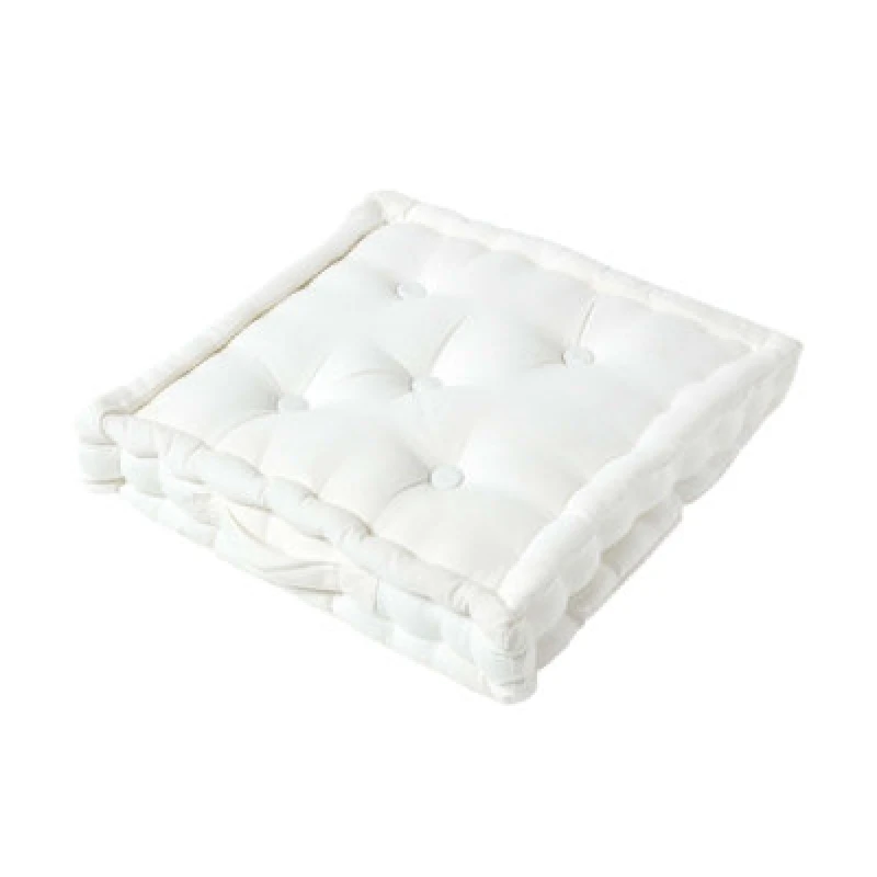 Image of Homescapes Plain Cotton Floor Cushion White