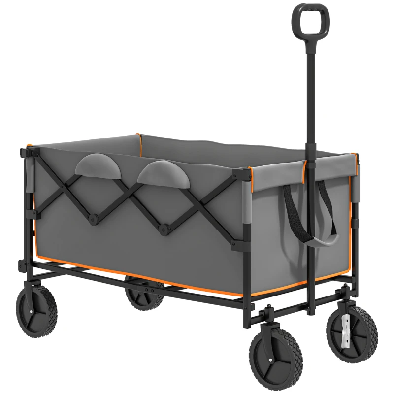 Image of Outsunny 160L Folding Trolley Cart W/ Adjustable Handle - Grey/Orange TJ Hughes Grey 5063603389335