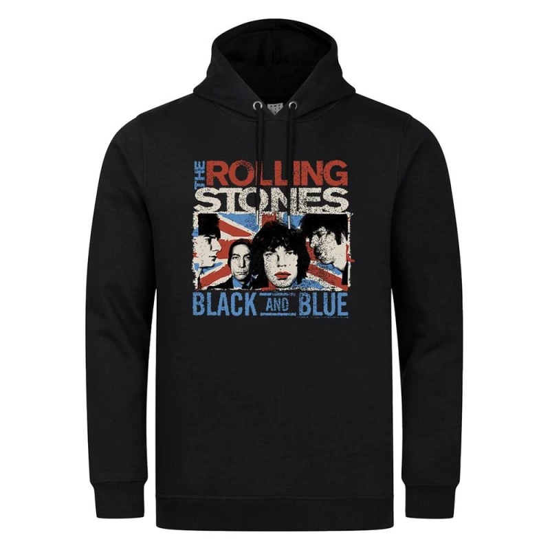 Image of Amplified Mens Union Jack The Rolling Stones Relaxed Fit Hoodie in Black Size: XS Black Male XS