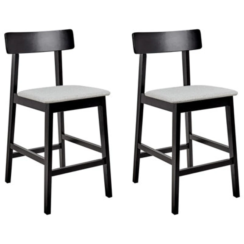 Image of Beliani Set Of 2 Bar Chairs Isanti Wood Black/ Grey