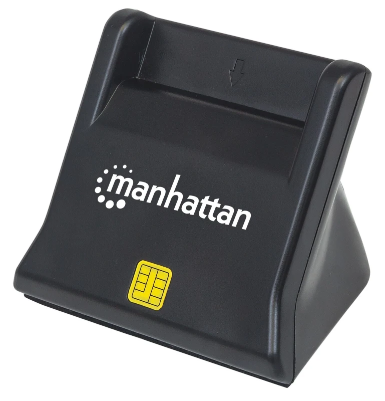 Image of Manhattan Manhattan USB-A Smart/SIM Card Reader 480 Mbps (USB 2.0) Desktop Standing Friction Type compatible Hi-Speed USB Cable 86cm Black Three Year
