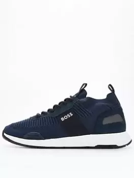 Image of BOSS Titanium Knit Runner Trainers - Navy, Size 7, Men