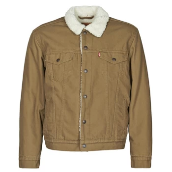 Image of Levis TYPE 3 SHERPA TRUCKER mens Denim jacket in Brown - Sizes XXL,S,M,L,XL,UK S,UK M,UK L,UK XL,UK XXL