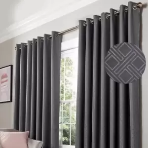 Image of Alan Symonds Blackout Curtains Eyelet Ring Top Diamond, Polyester, Charcoal, 66 x 72 - Charcoal