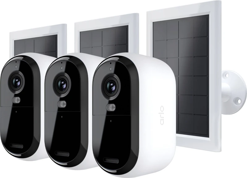 Image of Arlo Essential 3 2K 3 Camera Kit with Solar Panel Smart Home Security Camera - White