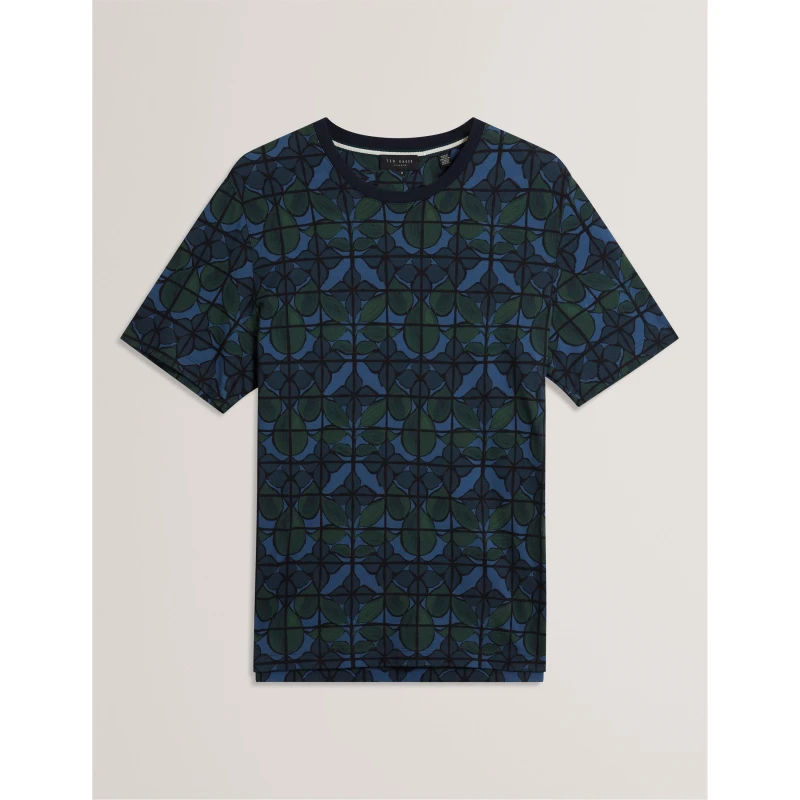 Image of Ted Baker Mens Floral Long-Sleeve Patterned Shirt Navy male S (2)