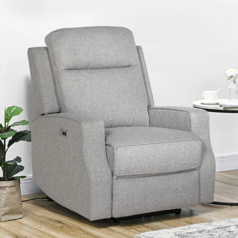 Image of HOMCOM Electric Armchair, Fabric Recliner With USB Port, Grey 833-987V71GY