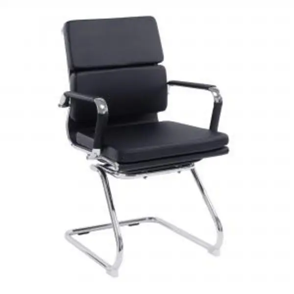 Image of Avanti Nautilus Designs Avanti Medium Back Bonded Leather Cantilever Visitor Chair With Individual Back Cushions & Fixed Arms Black - BCL/5003AV/B