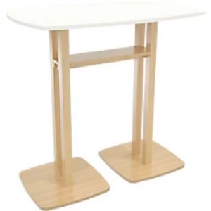 Image of Paperflow Rectangular High Table with White MDF Veneer Top and Beech Coloured Frame Woody 1140 x 750 x 1100mm