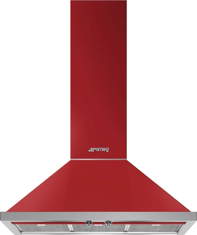 Image of Smeg Portofino KPF9RD 90cm Chimney Cooker Hood - Red, Red