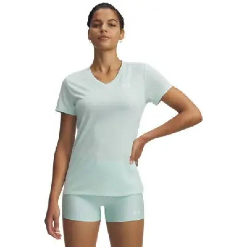 Image of Womens V-neck T-Shirt Under Armour Tech Twist Blanc Female S