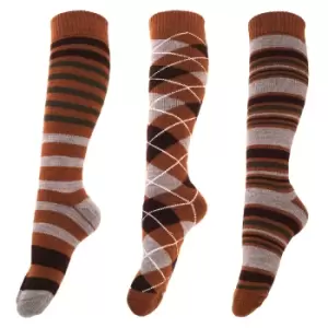 Image of Mens Patterned Wellington Boot Socks (3 Pairs) (6-11 UK) (Beige)