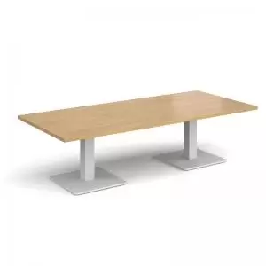 Image of Brescia rectangular coffee table with flat square white bases 1800mm x
