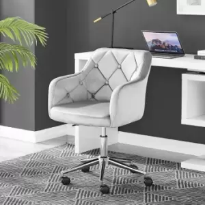 Image of Bibi Light Grey Pinned Velvet Tub Vanity Office Chair