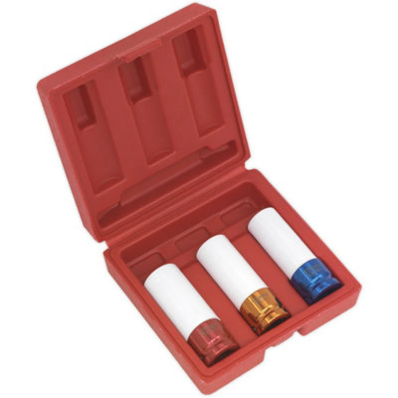 Image of Loops 3 PACK Alloy Wheel Impact Socket Set - 1/2" Square Drive - Chrome Molybdenum Multi