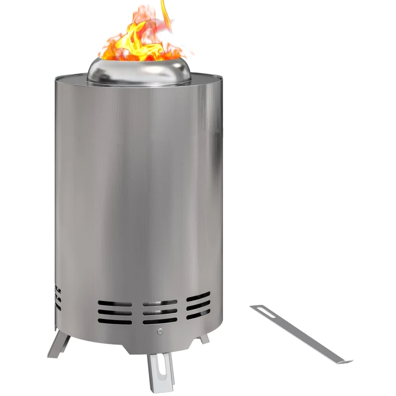 Image of Outsunny Stainless Steel Smokeless Wood Burning Firepit Garden Fire Pit - Silver TJ Hughes 5063603481954