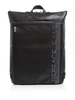 Image of Versace Nylon Vertical Logo Backpack Black
