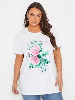 Image of Yours Foil Printed T-Shirt - White, Size 20, Women