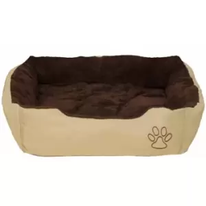 Image of Tectake - Dog bed Foxi made of polyester - cat bed, luxury dog bed, pet bed - 90 x 70 x 18cm - brown/beige