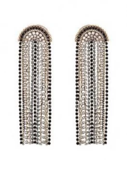 Image of Mood Mood Gold Plated Multi Jet And Grey Diamante Chandelier Earring