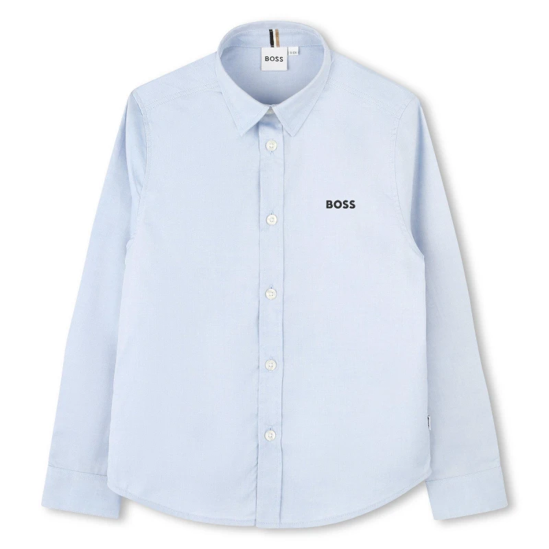 Image of Boss Kids Long Sleeve Plain Shirt Pale Blue male 4 Yrs