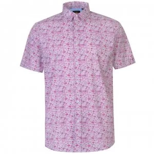 Image of Pierre Cardin Ditsy Short Sleeve Shirt Mens - Pink