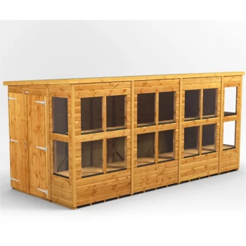Image of 14x6 Power Pent Potting Shed Double Doors - Brown
