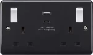 Image of KnightsBridge 13A 2G Switched socket with white outboard rockers and dual USB (A+C) 4.8A [Part M compliant]