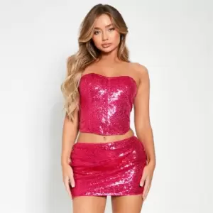 Image of I Saw It First Co Ord Sequin Bandeau Top - Pink