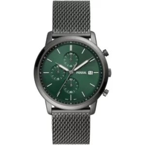 Image of Mens Fossil Neutra Minimalist Chronograph Smoke Stainless Steel Mesh Watch